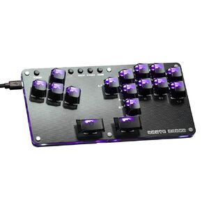 SIXSIR Leverless Controller with Arcade Gaming Board: For PC/PS4/PS3/Switch - Mid-sized 16 Keys Layout - Custom RGB LED - Hot-swappable Mechanical Switches with Turbo Button - USB Type C - Black