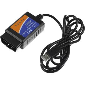 X AUTOHAUX Mini OBDII USB V1.5 Scanner OBD2 Adapter Diagnostic Cable for Multi-Brands CAN-Bus for Windows Car Fault Scanner OBDII Computer Tester Diagnostic Coding Tool with Manual 9-16V ABS Black
