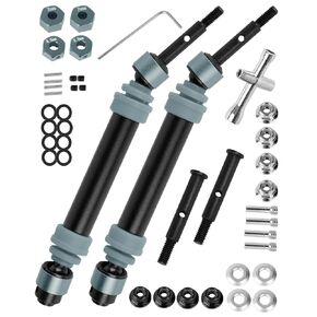 #45 Steel RC Drive Shaft Axles Upgrades Part for 1/10 Slash 2wd (VXL),Harden Front axle&Rear CVD Driveshafts Hops up,Black witrh Red(2PCS)