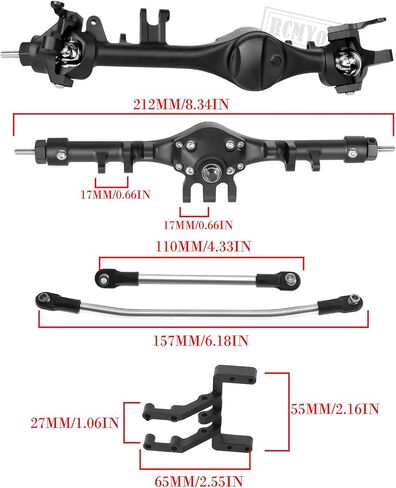 RC Axle Complete Metal Front Rear Portal Axle Upgrades Part for 1/10 Axial SCX10 SCX10 II 90046 90047,RC Crawler Car Front Rear Portal Axle Hops Up (Black) in Saudi Arabia
