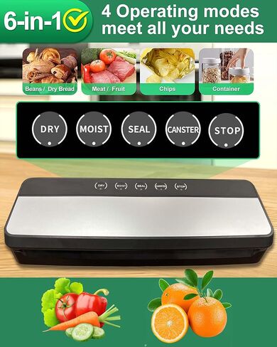 ماكينة تفريغ الهواء الكهربائية، ماكينة غلق الهواء بالحرارة الجافة والرطبة الأوتوماتيكية من بيلديك، نظام إغلاق الهواء بتصميم مدمج مع شفط قوي، ماكينة تفريغ الهواء المحمولة مع 10 أكياس in Kuwait