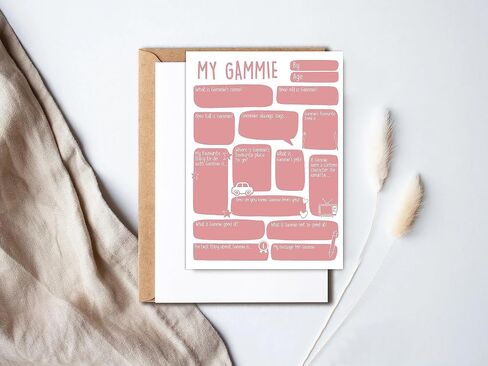 My Gammie Card - Mothers Day Card - Funny Birthday Day Gift - Personalised Fill In The Blanks Keepsake Card - Gammie Gift From Son Daughter - Grandchildren in Saudi Arabia