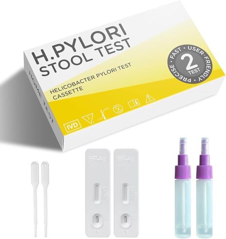 H. Pylori، مجموعة اختبار Helicobacter Pylori Stool 2، مجموعات الكشف عن الاختبار الذاتي في المنزل، سهلة القراءة والاستخدام، النتائج في 10-15 دقيقة، الموديل # A105 in Kuwait
