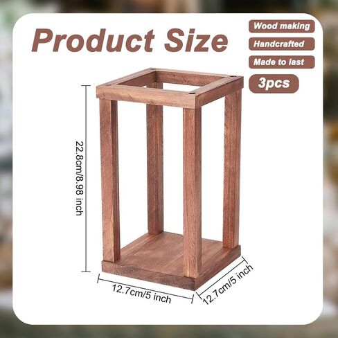 OLYCRAFT 3 Sets Wedding Lantern Centerpiece Wood Lantern Candle Holders Rustic Farmhouse Wedding Lanterns Decorative Pillar Candle Holder for Tables Candle Holder Wedding Decoration 5x5x9 inch in Saudi Arabia