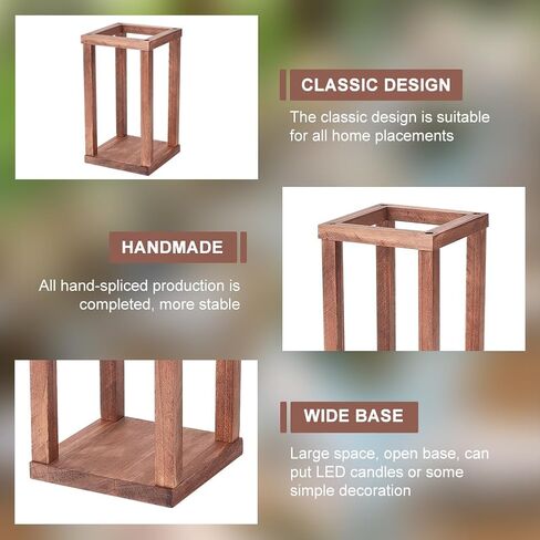 OLYCRAFT 3 Sets Wedding Lantern Centerpiece Wood Lantern Candle Holders Rustic Farmhouse Wedding Lanterns Decorative Pillar Candle Holder for Tables Candle Holder Wedding Decoration 5x5x9 inch in Saudi Arabia