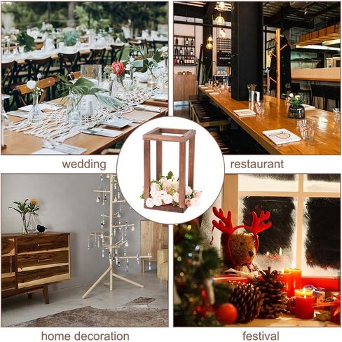 OLYCRAFT 3 Sets Wedding Lantern Centerpiece Wood Lantern Candle Holders Rustic Farmhouse Wedding Lanterns Decorative Pillar Candle Holder for Tables Candle Holder Wedding Decoration 5x5x9 inch in Saudi Arabia