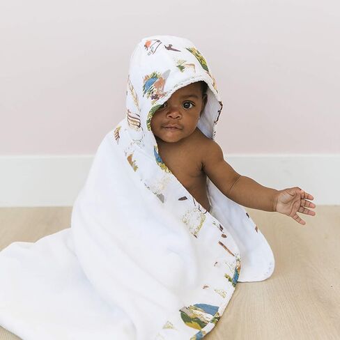 Bebe au Lait Soft Terry Cloth and Muslin Hooded Baby Towel, 0-24 Months - Saguaro Cactus in Saudi Arabia