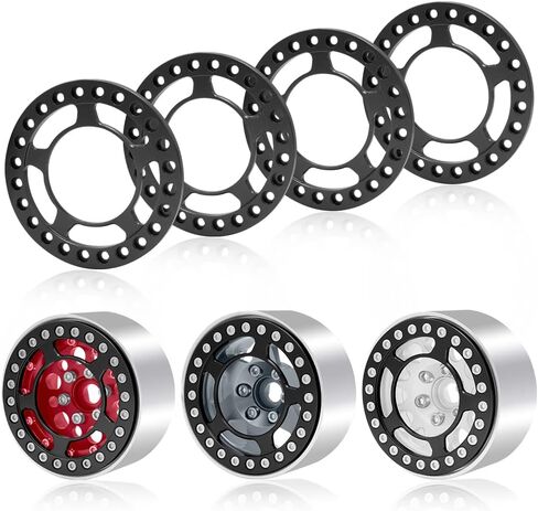 RC 4 قطع 1.9 بوصة حلقة عجلة Beadlock حلقة عجلة بديلة لـ 1/10 RC الزاحف المحوري SCX10 90046 TRX4 (النوع الأسود 3) in Kuwait