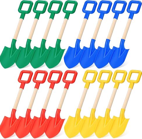 16 Pieces Kids Sand Shovels Bulk for Digging 16 Inch Long Wooden Garden Tool Shovels Small Beach Shovel with Plastic Spade Handle for Adults Gardening Tools Wood Handle Spade for Sand Snow in Saudi Arabia