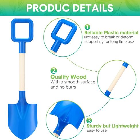 16 Pieces Kids Sand Shovels Bulk for Digging 16 Inch Long Wooden Garden Tool Shovels Small Beach Shovel with Plastic Spade Handle for Adults Gardening Tools Wood Handle Spade for Sand Snow in Saudi Arabia