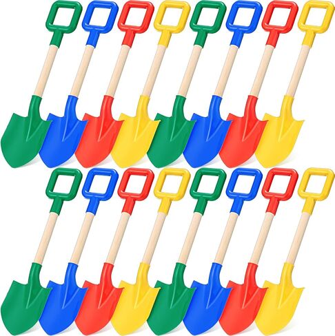 16 Pieces Kids Sand Shovels Bulk for Digging 16 Inch Long Wooden Garden Tool Shovels Small Beach Shovel with Plastic Spade Handle for Adults Gardening Tools Wood Handle Spade for Sand Snow in Saudi Arabia