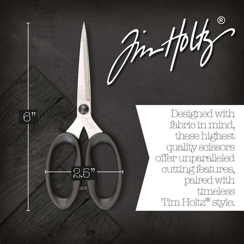 Tim Holtz Small Scissors - 6 Inch Scissors All Purpose for Cutting Fabric, Crafting, and Sewing - Heavy Duty Mini Scissors with Titanium Micro Point and Comfort Grip in Kuwait