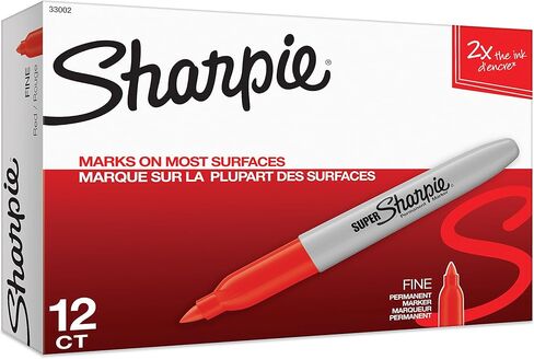 Sharpie Super Permanent Markers, Fine Point, Red, 12 Count in Saudi Arabia