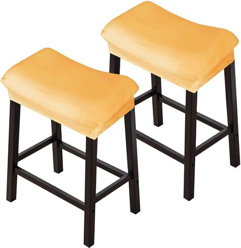 Bar Stool Cover Rectangle Velvet Stretch Counter Height Barstool Slipcovers Rectangular Kitchen Counter Saddle Stool Cover Vanity Stool Cover for Wooden Metal Bench 2 PCAK in Saudi Arabia