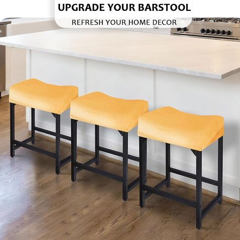 Bar Stool Cover Rectangle Velvet Stretch Counter Height Barstool Slipcovers Rectangular Kitchen Counter Saddle Stool Cover Vanity Stool Cover for Wooden Metal Bench 2 PCAK in Saudi Arabia