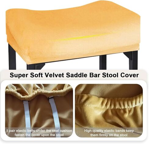 Bar Stool Cover Rectangle Velvet Stretch Counter Height Barstool Slipcovers Rectangular Kitchen Counter Saddle Stool Cover Vanity Stool Cover for Wooden Metal Bench 2 PCAK in Saudi Arabia