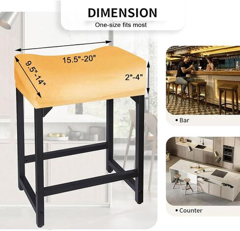 Bar Stool Cover Rectangle Velvet Stretch Counter Height Barstool Slipcovers Rectangular Kitchen Counter Saddle Stool Cover Vanity Stool Cover for Wooden Metal Bench 2 PCAK in Saudi Arabia