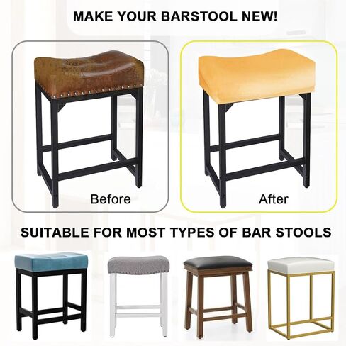 Bar Stool Cover Rectangle Velvet Stretch Counter Height Barstool Slipcovers Rectangular Kitchen Counter Saddle Stool Cover Vanity Stool Cover for Wooden Metal Bench 2 PCAK in Saudi Arabia