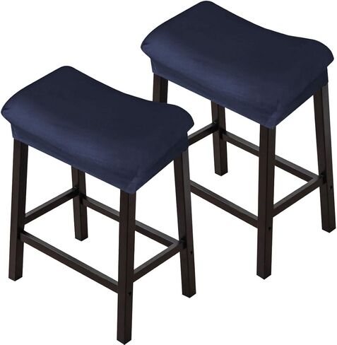 Bar Stool Cover Rectangle Velvet Stretch Counter Height Barstool Slipcovers Rectangular Kitchen Counter Saddle Stool Cover Vanity Stool Cover for Wooden Metal Bench 2 PCAK in Saudi Arabia