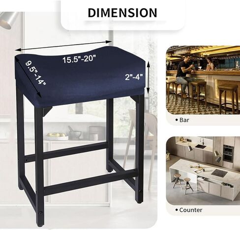 Bar Stool Cover Rectangle Velvet Stretch Counter Height Barstool Slipcovers Rectangular Kitchen Counter Saddle Stool Cover Vanity Stool Cover for Wooden Metal Bench 2 PCAK in Saudi Arabia