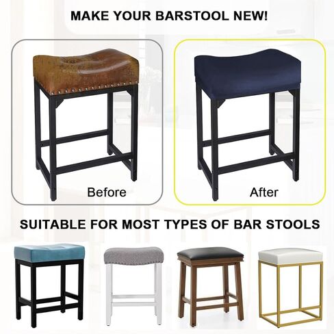 Bar Stool Cover Rectangle Velvet Stretch Counter Height Barstool Slipcovers Rectangular Kitchen Counter Saddle Stool Cover Vanity Stool Cover for Wooden Metal Bench 2 PCAK in Saudi Arabia