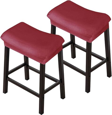 Bar Stool Cover Rectangle Velvet Stretch Counter Height Barstool Slipcovers Rectangular Kitchen Counter Saddle Stool Cover Vanity Stool Cover for Wooden Metal Bench 2 PCAK in Saudi Arabia