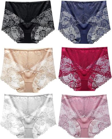 Women's High Waisted Brief Lace Panties, French Hipster underwear in Saudi Arabia