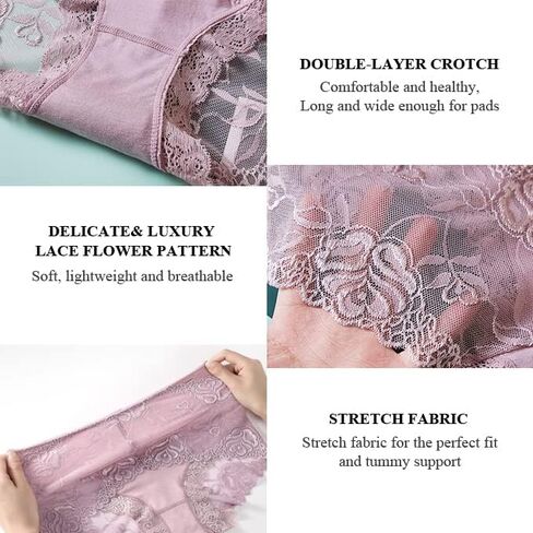Women's High Waisted Brief Lace Panties, French Hipster underwear in Saudi Arabia