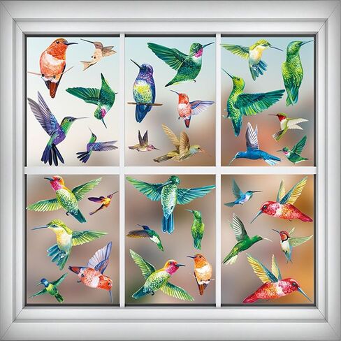 38 Pieces Hummingbirds Window Clings Anti-Collision Window Decals Glass Alert Static Decals Prevent Birds Window Strikes for Window Glass Living Room Door Decoration (Hummingbirds) in Saudi Arabia