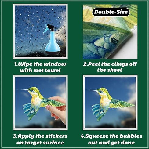 38 Pieces Hummingbirds Window Clings Anti-Collision Window Decals Glass Alert Static Decals Prevent Birds Window Strikes for Window Glass Living Room Door Decoration (Hummingbirds) in Saudi Arabia