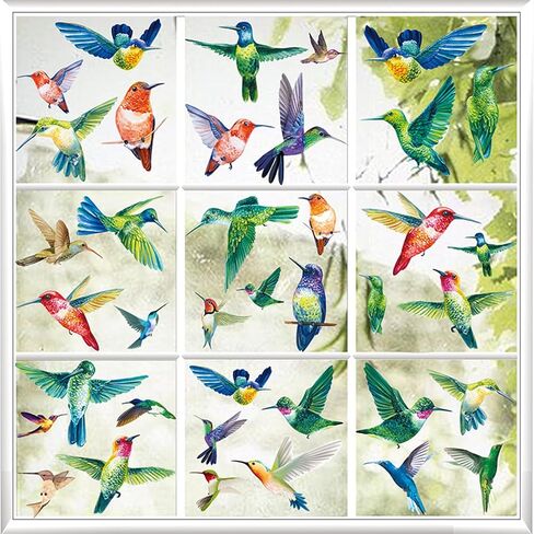 38 Pieces Hummingbirds Window Clings Anti-Collision Window Decals Glass Alert Static Decals Prevent Birds Window Strikes for Window Glass Living Room Door Decoration (Hummingbirds) in Saudi Arabia