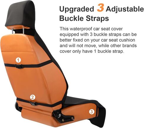 seceles Car Seat Seat Protector Extended Waterproof Car Seat Cover Towel with 3 Buckle Straps, Premium Universal Fit Washable Neoprene Non-Slip Backing Stain Resistant Automotive Protector (Beige) in Saudi Arabia