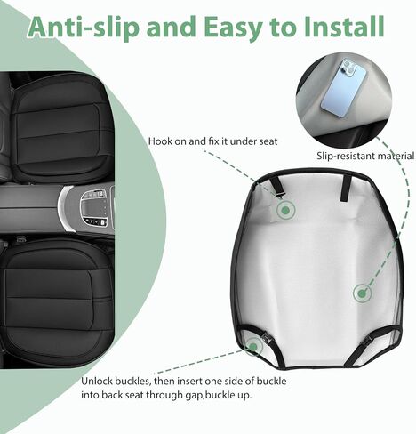 2 Pack Leather Front Car Seat Cover Bottom Only, Anti-Slip Padded Seat Cushion, Full Wrap Seat Protector with Storage Function Universal Fit for Most Cars, SUV, Pick-up Trucks (Beige) in Saudi Arabia
