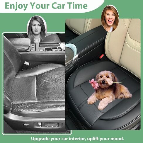 2 Pack Leather Front Car Seat Cover Bottom Only, Anti-Slip Padded Seat Cushion, Full Wrap Seat Protector with Storage Function Universal Fit for Most Cars, SUV, Pick-up Trucks (Beige) in Saudi Arabia