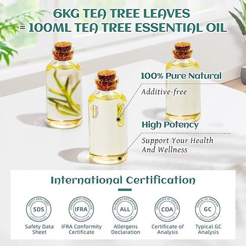 زيت شجرة الشاي العطري (100% زيت شجرة الشاي الأسترالي الأساسي) - لتنظيف البشرة، والعلاج العطري، وإضافته إلى الشامبو، وغسول الجسم، والبلسم، وغسول التنظيف (0.34 أونصة سائلة (10 مل)) in Saudi Arabia
