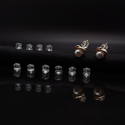 ظهور الأقراط المطاطية 108 قطعة من الأقراط المصنوعة من السيليكون الشفاف، سدادات الأقراط الناعمة البديلة للأقراط الثقيلة المتدلية، على شكل همبرغر، قطر 5 مم in Kuwait