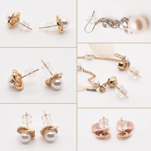 ظهور الأقراط المطاطية 108 قطعة من الأقراط المصنوعة من السيليكون الشفاف، سدادات الأقراط الناعمة البديلة للأقراط الثقيلة المتدلية، على شكل همبرغر، قطر 5 مم in Kuwait