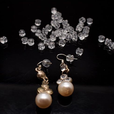 ظهور الأقراط المطاطية 108 قطعة من الأقراط المصنوعة من السيليكون الشفاف، سدادات الأقراط الناعمة البديلة للأقراط الثقيلة المتدلية، على شكل همبرغر، قطر 5 مم in Kuwait