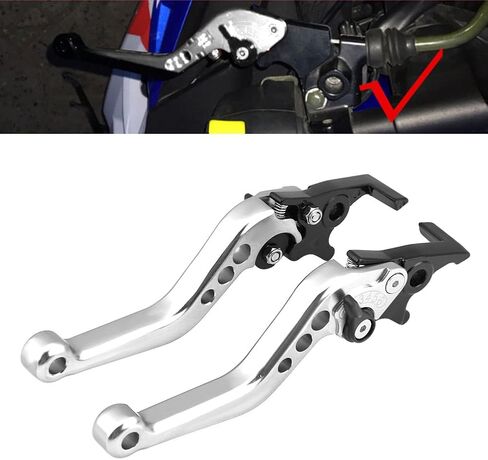 Keenso Double Disc Brake Lever, Aluminum Alloy Motorcycle Clutch Lever Brake Handle Levers for GY6 Xmax 400(Silver) in Saudi Arabia