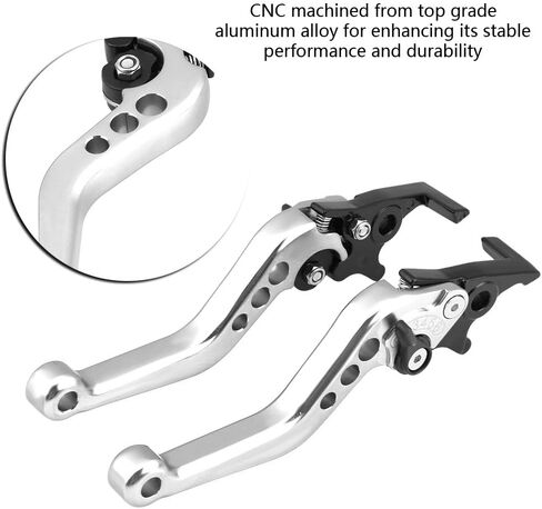 Keenso Double Disc Brake Lever, Aluminum Alloy Motorcycle Clutch Lever Brake Handle Levers for GY6 Xmax 400(Silver) in Saudi Arabia