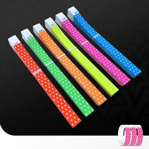 Neon Stars Green Paper Wristbands for Events, 100 Count 3/4" Paper Bracelets for Event Entry, Festivals, Parties, Clubs (Neon Star Green, 100) in Saudi Arabia