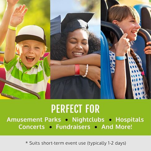 أساور المعصم Tyvek باللون الأخضر النيون من المعصم للمناسبات - عدد 500 - تصميم مقاوم للتلاعب ولون فلورسنت يمنع إعادة الاستخدام - أساور عالية الجودة للمستشفى والهوية الطبية، وتحديد هوية الحفلات وكبار الشخصيات in Kuwait