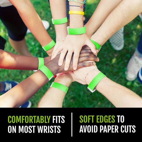 أساور المعصم Tyvek باللون الأخضر النيون من المعصم للمناسبات - عدد 500 - تصميم مقاوم للتلاعب ولون فلورسنت يمنع إعادة الاستخدام - أساور عالية الجودة للمستشفى والهوية الطبية، وتحديد هوية الحفلات وكبار الشخصيات in Kuwait