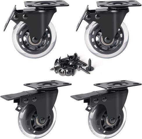 Hirate 3 inch Top Plate Casters, 4 Pack Heavy Duty Swivel Caster with Safety Dual Locking No Noise Polyurethane Replacement for Moving Home Furniture Table Dolly in Saudi Arabia