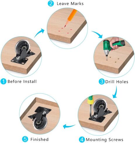 Hirate 3 inch Top Plate Casters, 4 Pack Heavy Duty Swivel Caster with Safety Dual Locking No Noise Polyurethane Replacement for Moving Home Furniture Table Dolly in Saudi Arabia