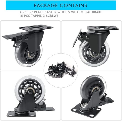 Hirate 3 inch Top Plate Casters, 4 Pack Heavy Duty Swivel Caster with Safety Dual Locking No Noise Polyurethane Replacement for Moving Home Furniture Table Dolly in Saudi Arabia