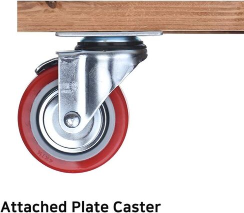 [T-REX CASTER] 4inch Heavy Duty Casters, All Swivel Plate Caster Wheels with Safety Side Locking and Red Polyurethane Load Capacity - 840 Lbs Per Caster (Pack of 4) P504S-2B(RED) in Saudi Arabia