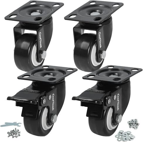 عجلات دوارة من مادة PVC مقاس 2 بوصة، عجلات ممتازة (عبوة من 8، 4 مع فرامل و4 بدون) in Kuwait