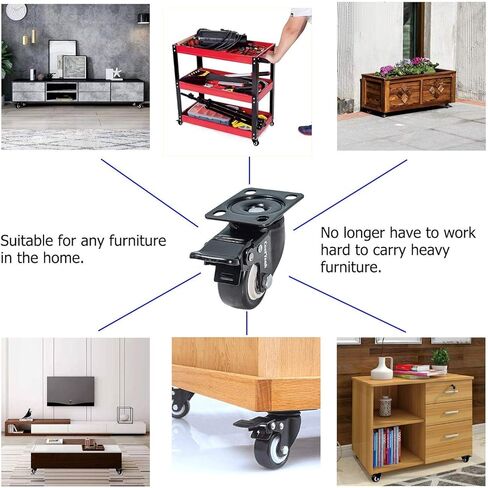 عجلات دوارة من مادة PVC مقاس 2 بوصة، عجلات ممتازة (عبوة من 8، 4 مع فرامل و4 بدون) in Kuwait