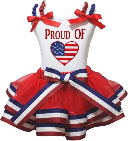 Petitebella Proud Of USA Heart Shirt Petal Skirt Outfit Nb-8y in Saudi Arabia